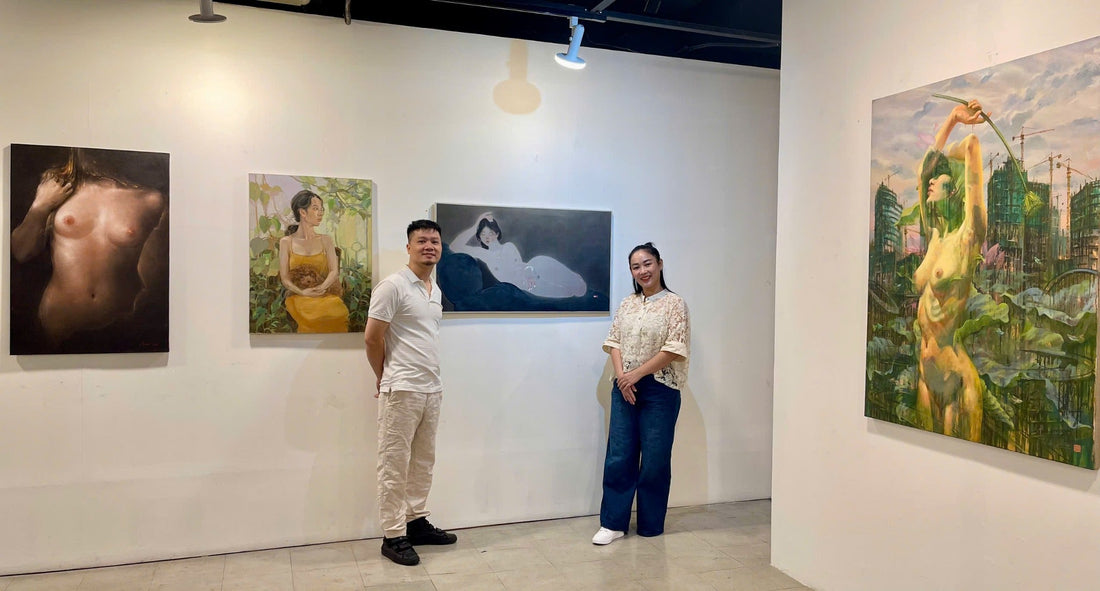 Vietnamese artists at an art exhibition in Bangkok, Thailand