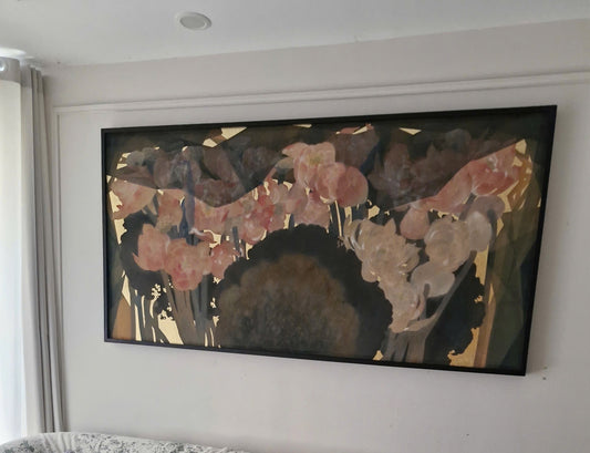 Crystallization No. 20 - Sen Ngu by Nguyen Van Trinh, original watercolor on silk, 200 × 109 cm