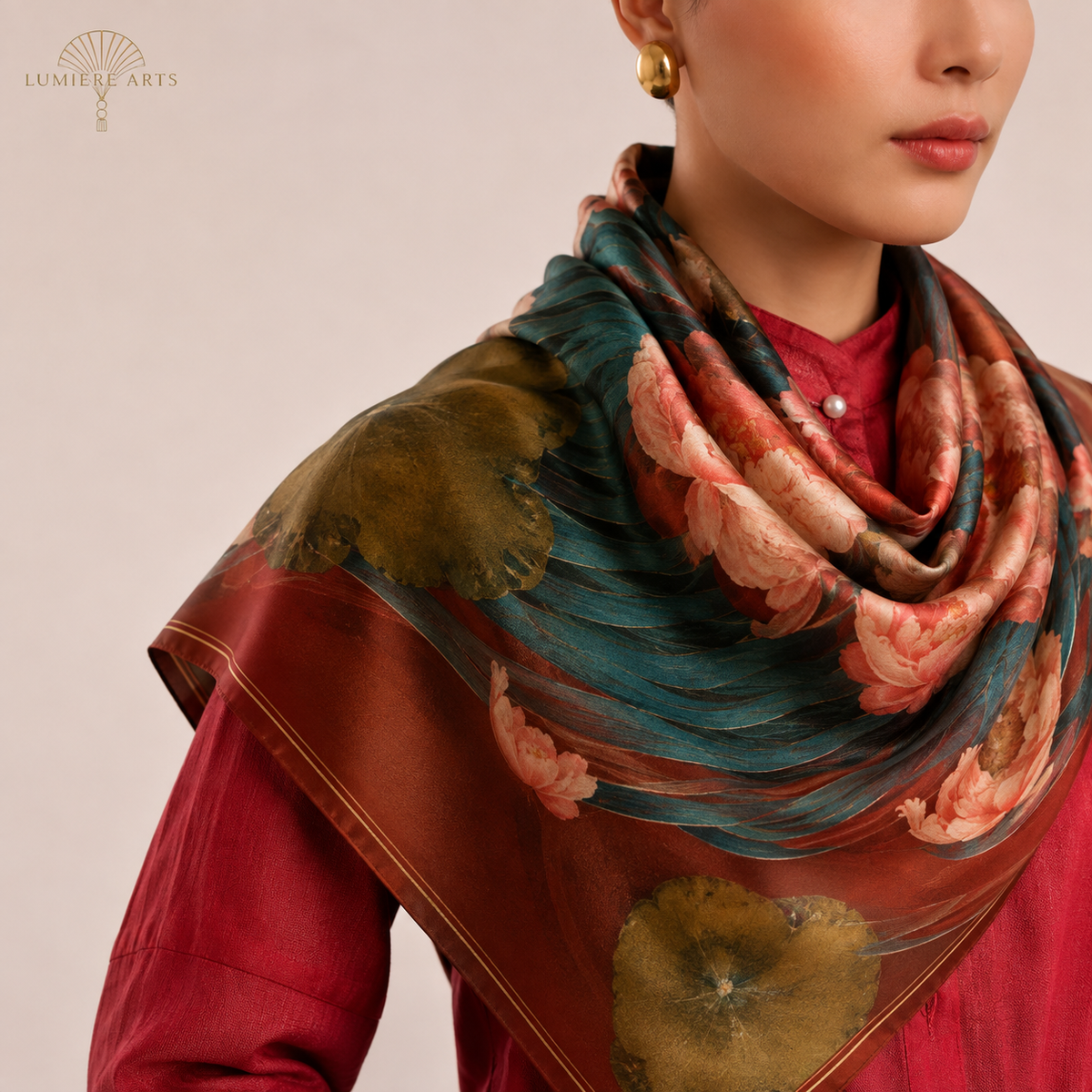 Ngoc Lien Vietnamese silk scarf, collectible wearable art