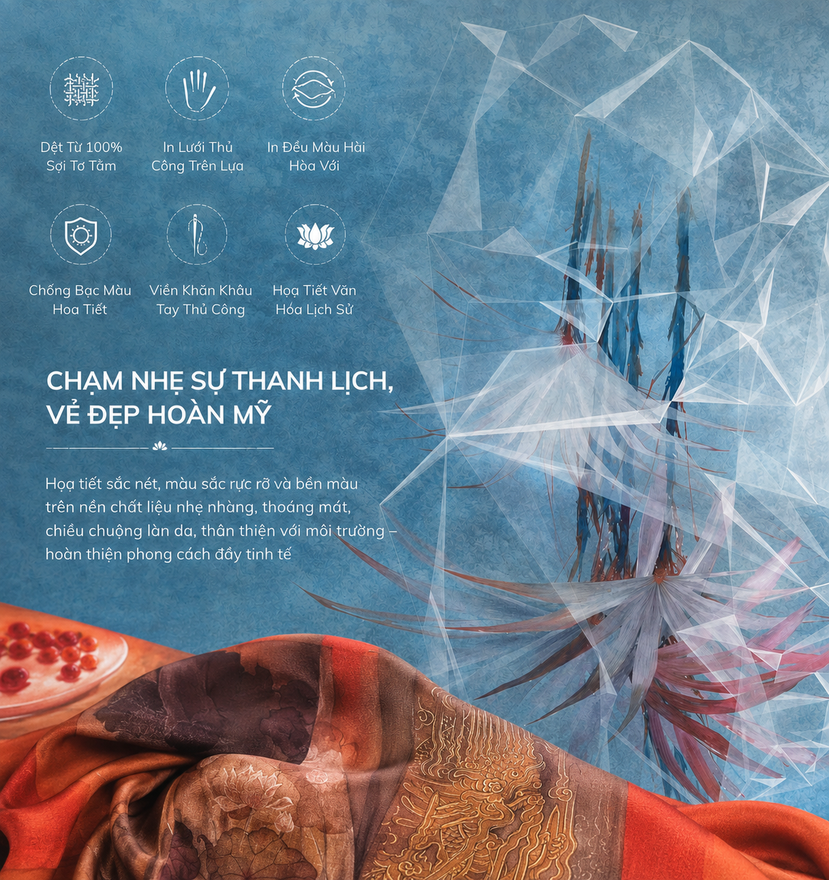Ngoc Lien luxury silk scarf by Lumiere Arts