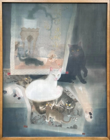 GIAO NIÊN by Nguyen Van Trinh, original watercolor on silk painting, 71 × 89 cm