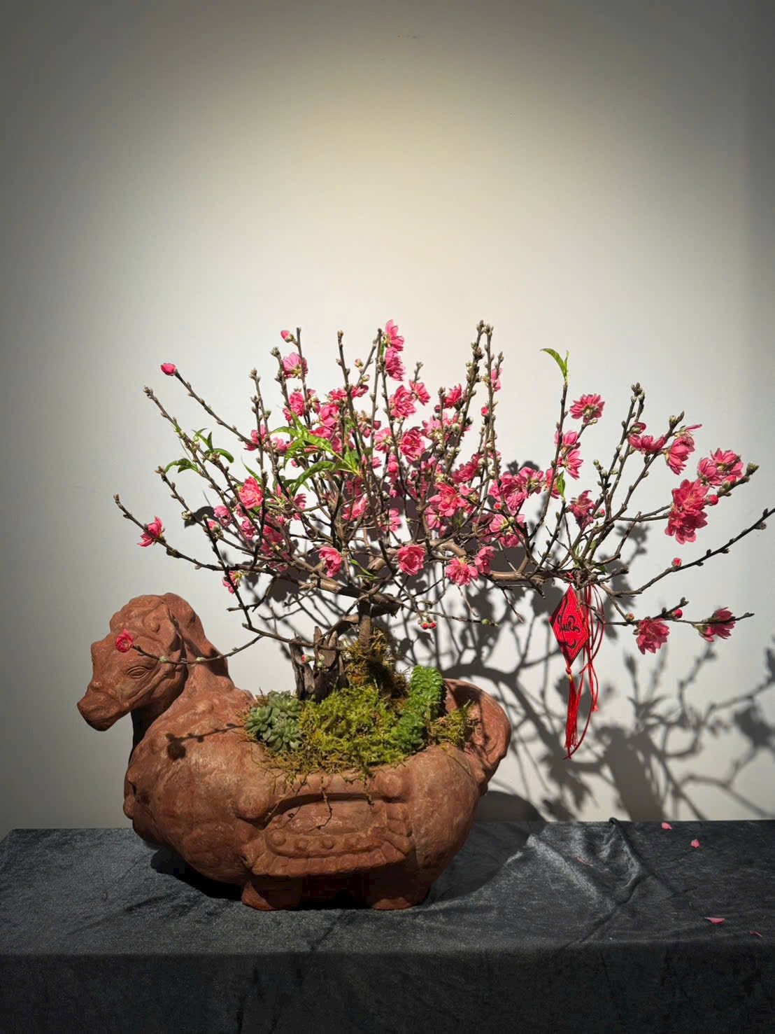 Blooming Deer handmade art decor with flowering branches