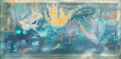 Tranh lụa " Khu vườn mùa xuân"