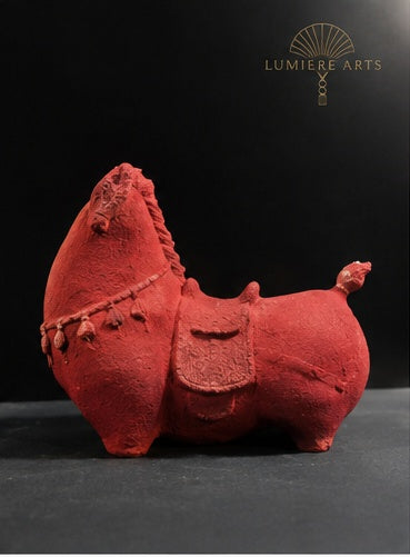 Lumiere Arts Vietnamese paper pulp horse sculpture — Red Terracotta