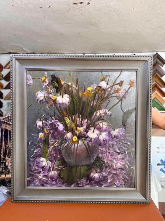 Tàn Sen – Nguyễn Thọ Hiếu, framed original oil painting