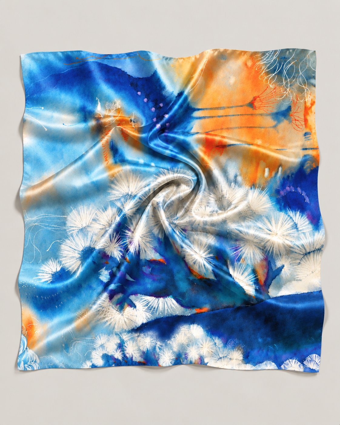 Blue Bloom silk scarf product view
