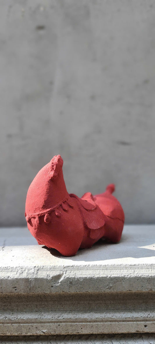 Vietnamese Giang Paper Pulp Horse Sculpture — Earth Red