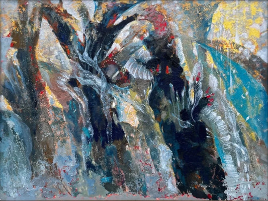 Ẩn náu — original watercolor on Giang paper by Nguyen Van Trinh